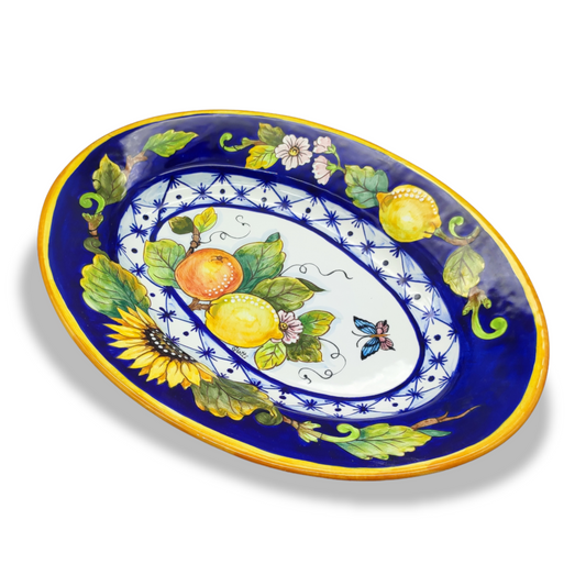 Monteriggioni Blue Sunflower Lemon and Orange Serving Tray