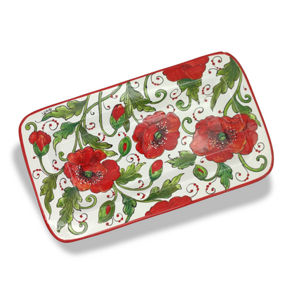 Val d'orcia Poppies Serving Rectangular Platter Tray