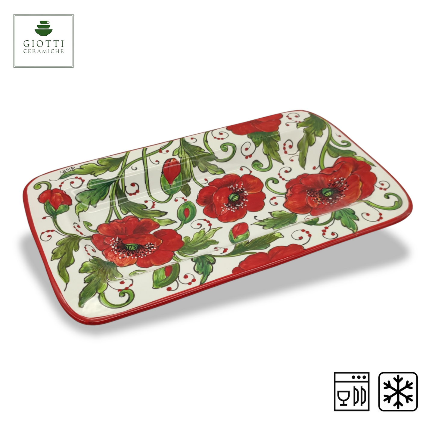 Val d'orcia Poppies Serving Rectangular Platter Tray