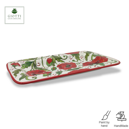 Val d'orcia Poppies Serving Rectangular Platter Tray