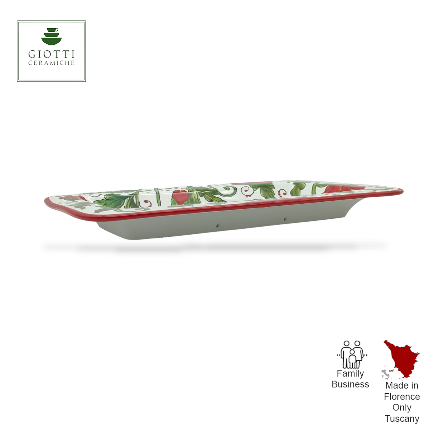 Val d'orcia Poppies Serving Rectangular Platter Tray