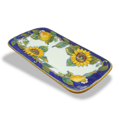 Tuscany SunFlower and Lemon Serving Rectangular Platter Medium Tray