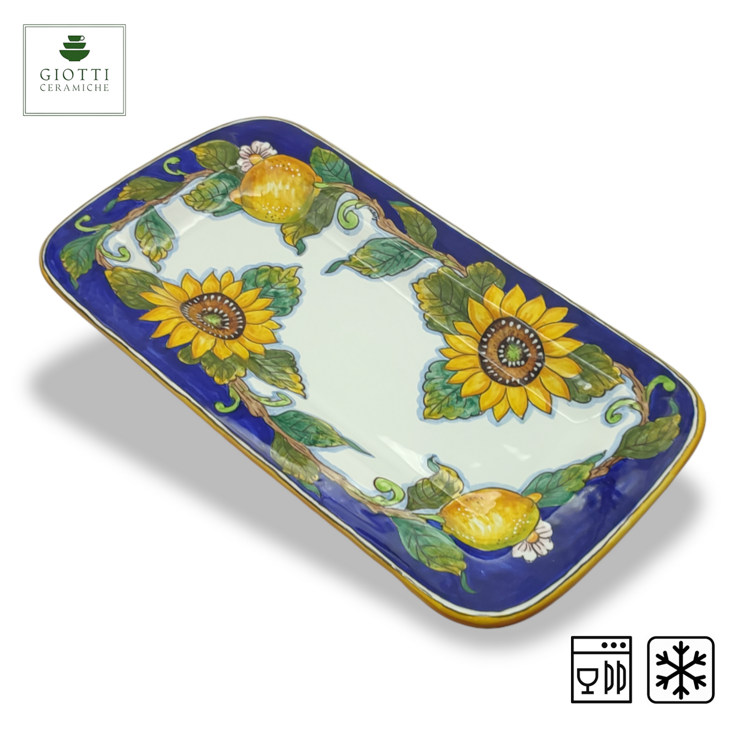 Tuscany SunFlower and Lemon Serving Rectangular Platter Medium Tray