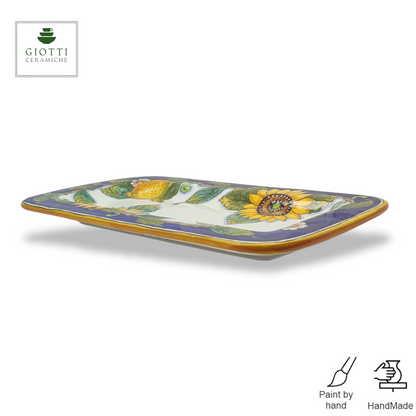 Tuscany SunFlower and Lemon Serving Rectangular Platter Medium Tray