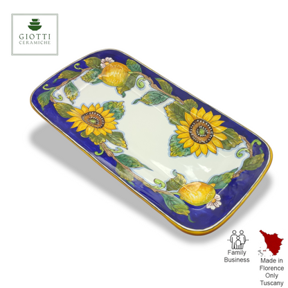 Tuscany SunFlower and Lemon Serving Rectangular Platter Medium Tray