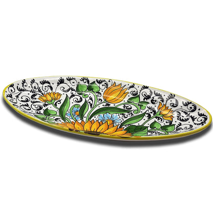 Bargino SunFlowers and Sparkle Oval Narrow Tray Long