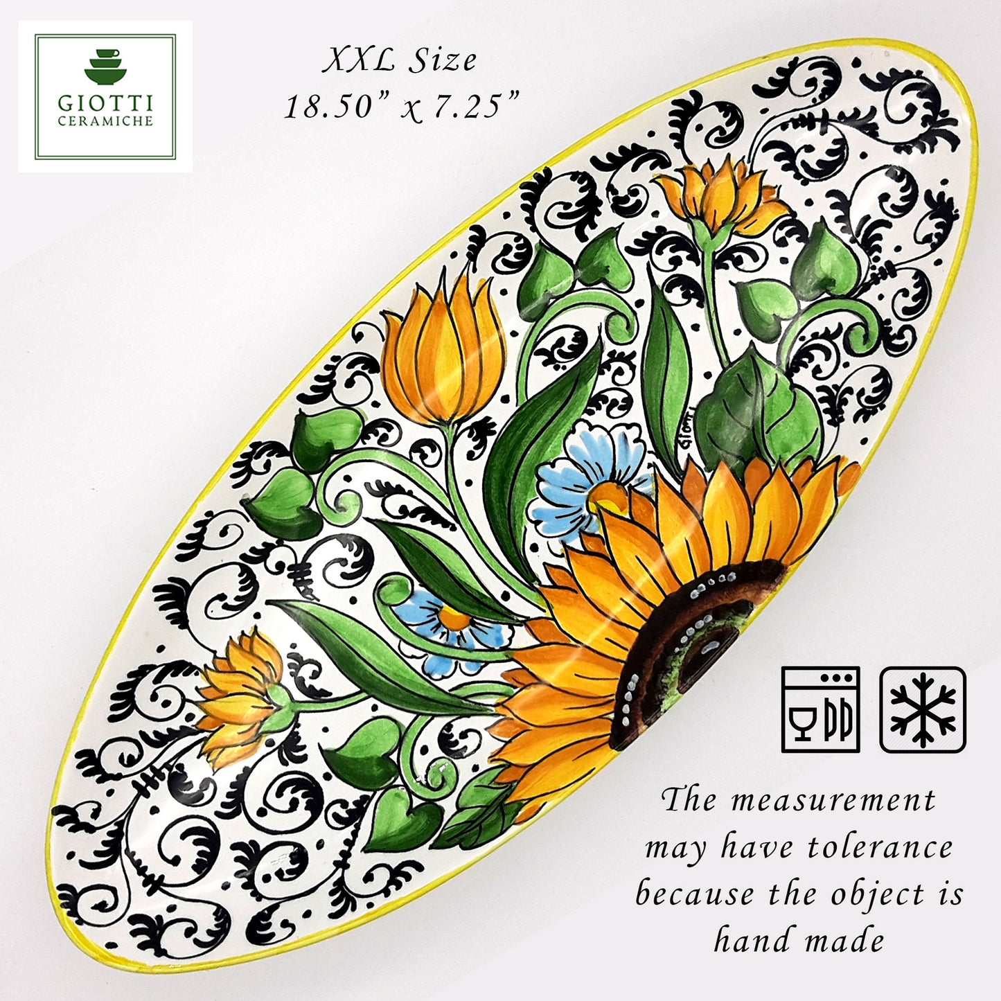 Bargino SunFlowers and Sparkle Oval Narrow Tray Long