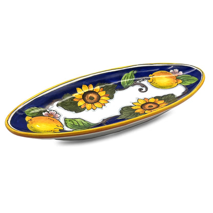 Tuscany SunFlower and Lemon Oval Narrow Tray