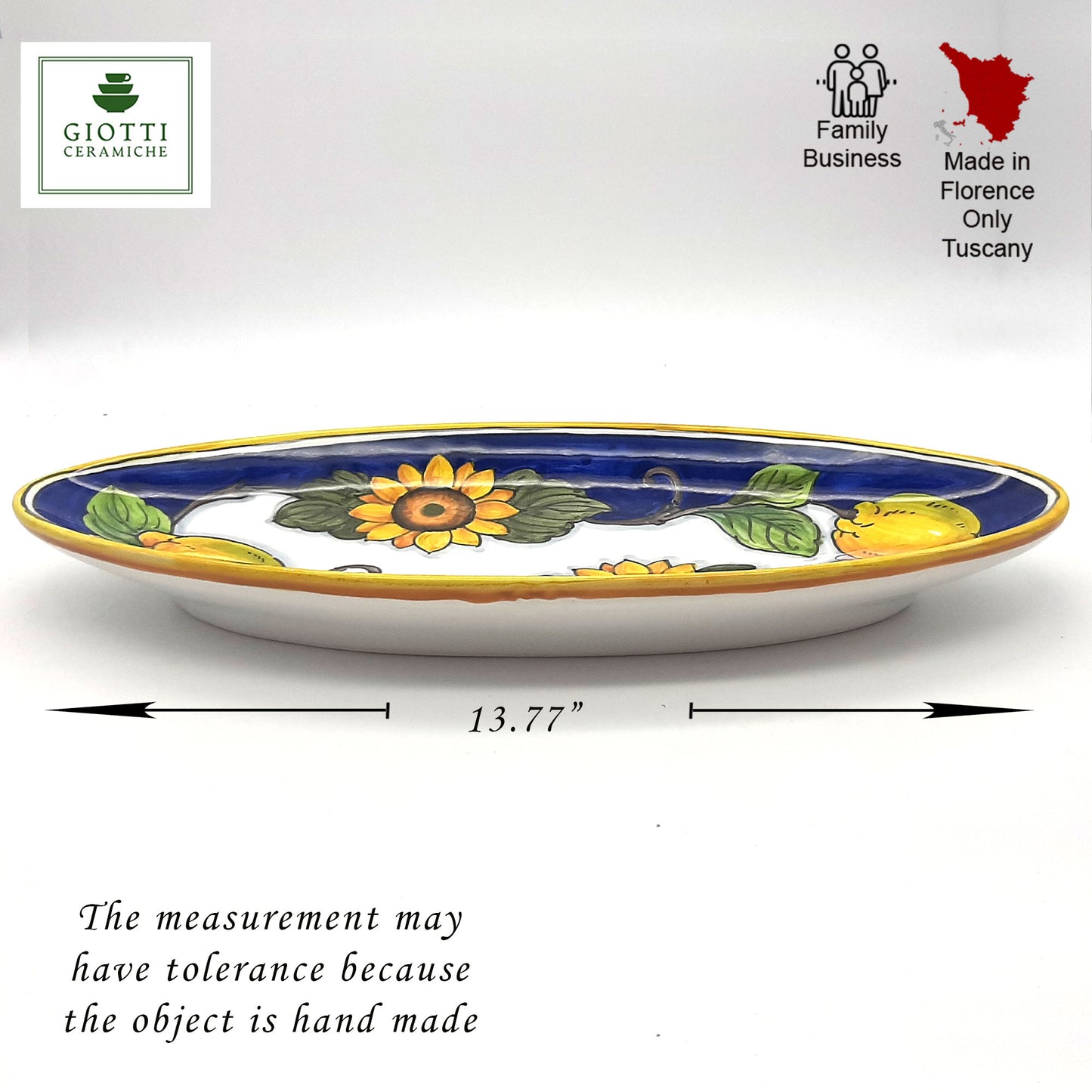 Tuscany SunFlower and Lemon Oval Narrow Tray