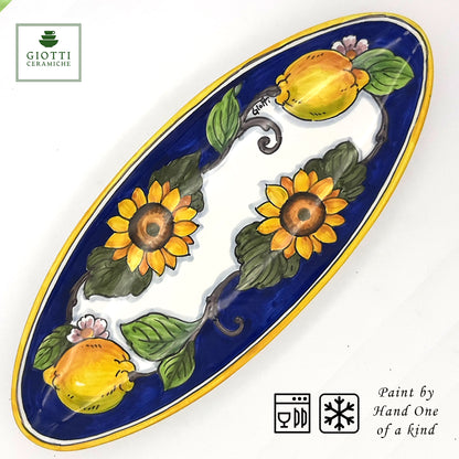 Tuscany SunFlower and Lemon Oval Narrow Tray