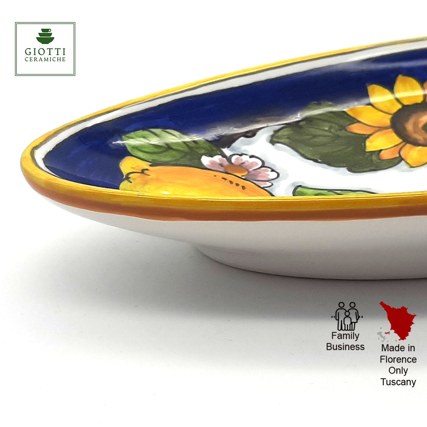 Tuscany SunFlower and Lemon Oval Narrow Tray